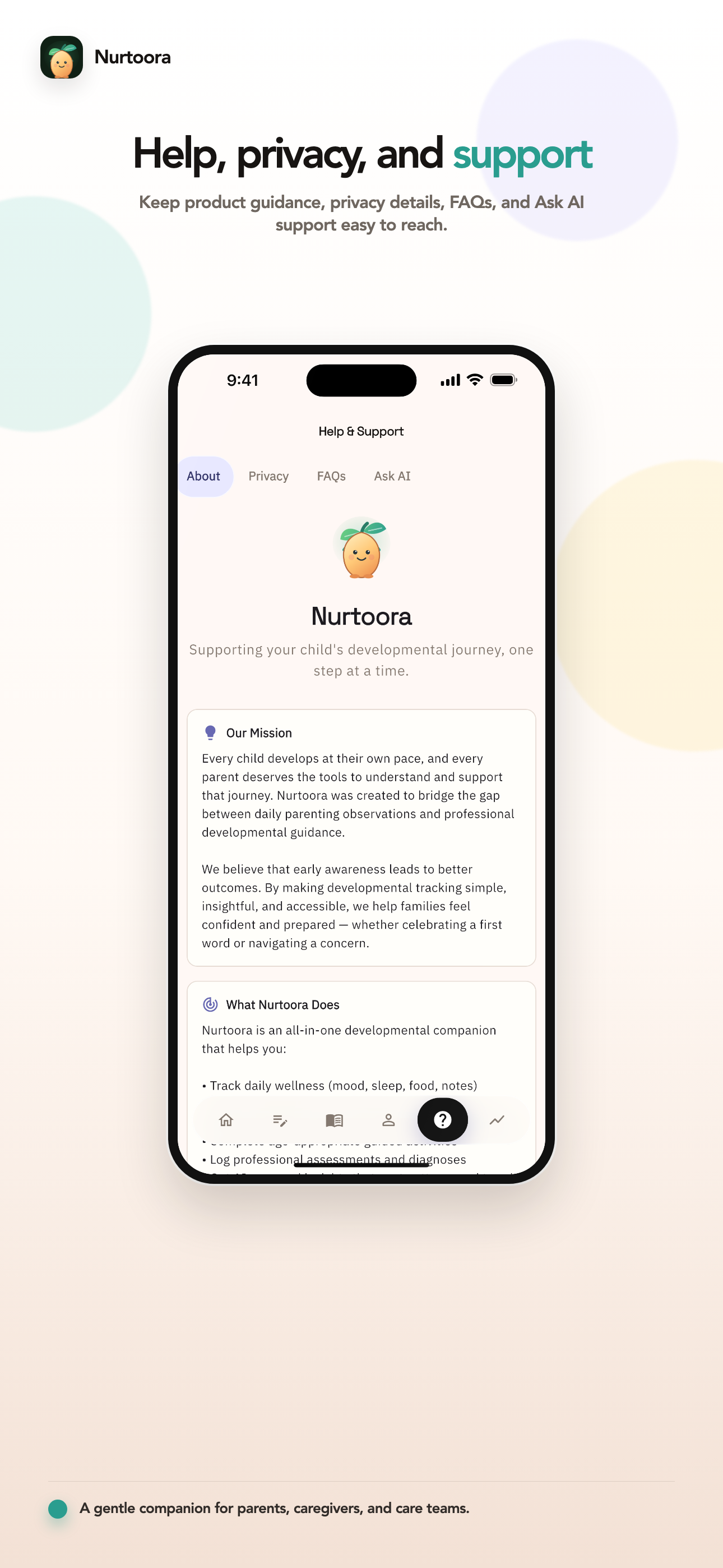 Help, privacy and support